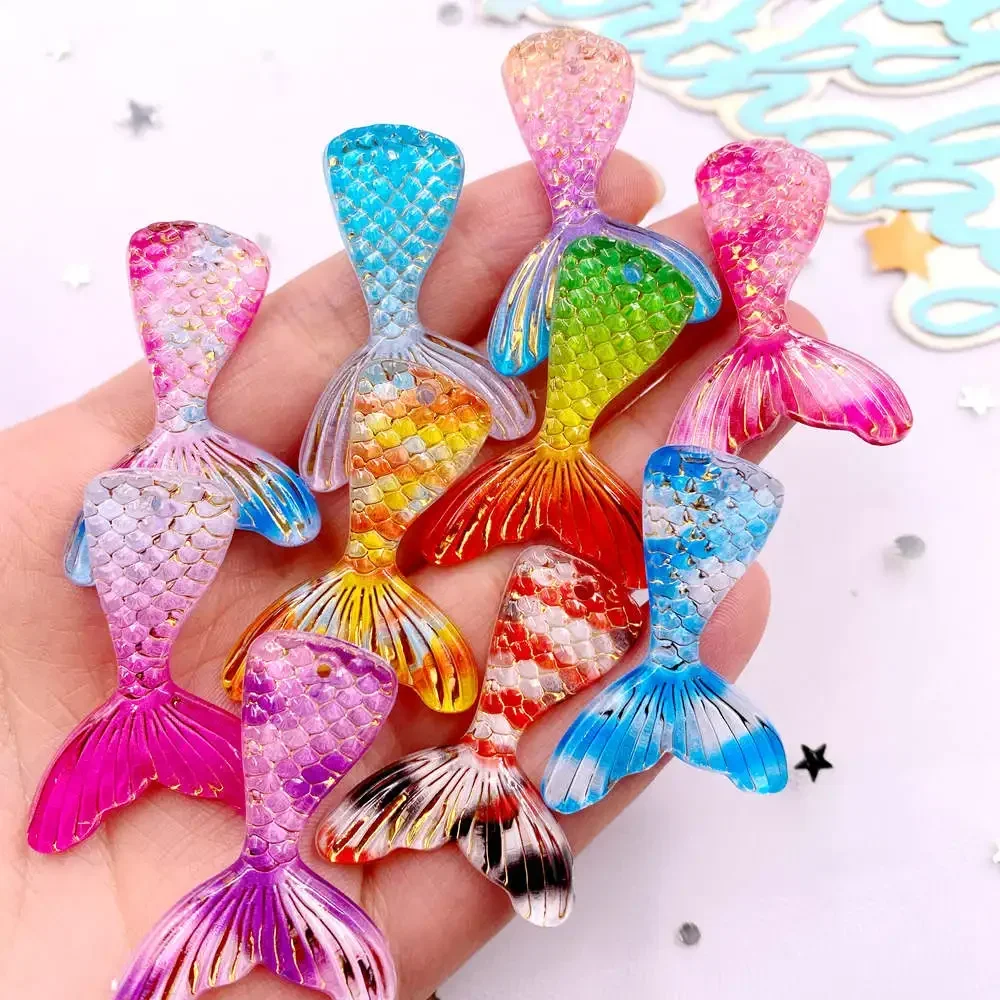 Paradise Jewelry & Watches Dolphin Mall - หางนางเงือกเรซิ่นหลากสีแบบกลิตเตอร์ 10 ชิ้น แบบหลังแบน ประดับเพชรเทียม สำหรับงาน