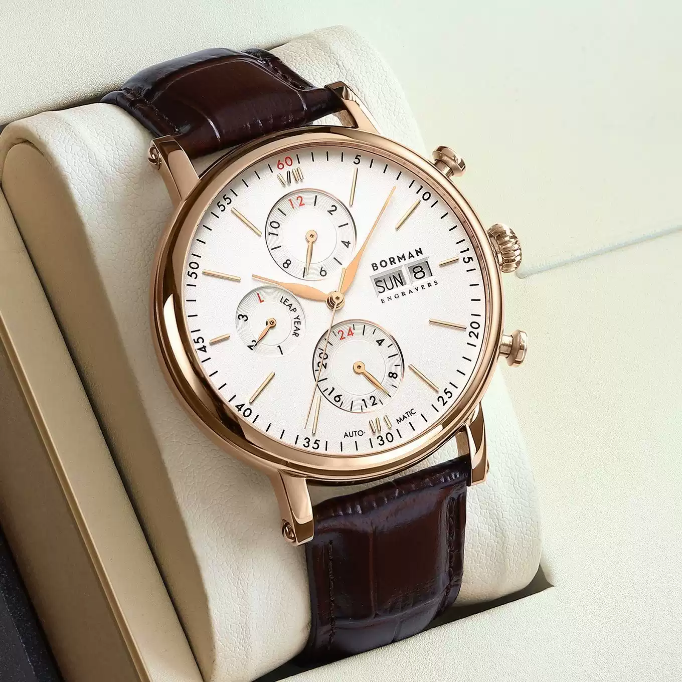 Leather Bracelet - เบอร์แมน 2026 นาฬิกาข้อมือผู้ชายรุ่นใหม่ กันน้ำ นาฬิกากลไกอเนกประสงค์ นาฬิกาหนังลำลองสำหรับธุรกิจ