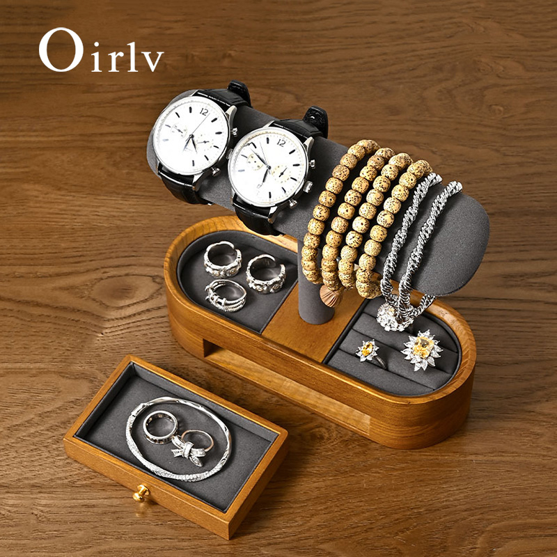 Jewellery Watches - Oirlv ไม้เนื้อแข็งนาฬิกาออแกไนเซอร์ชั้นวาง T-bar นาฬิกาผู้ถือออแกไนเซอร์ตู้โชว์สร้อยข้อมือกําไลข้อมือเครื่องประดับยืนแสดงนาฬิกาการจัดเก็บ