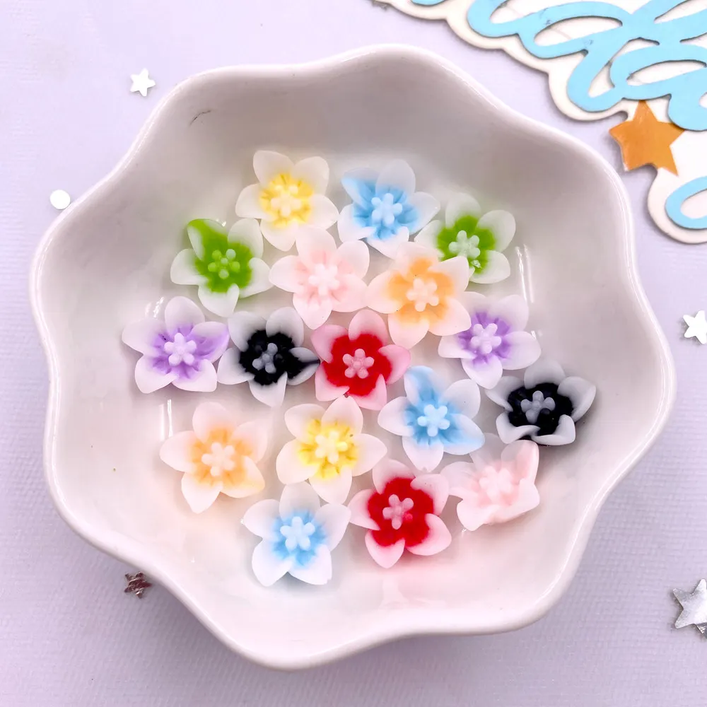 Paradise Jewelry & Watches Dolphin Mall - 50ชิ้นเรซิน13มม. สีสันผักบุ้งฝรั่งดอกไม้3D สมุดภาพหินหลังเรียบสำหรับตกแต่งงานแต่งงานงานประดิษฐ์งานฝีมือเครื่องประดับ