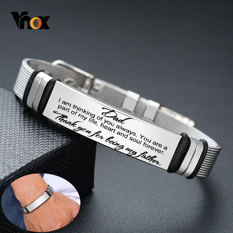 Jewelry Clasp Watches - Vnox กำไลข้อมือสแตนเลสสำหรับผู้ชายกำไลข้อมือสำหรับเป็นของขวัญสำหรับคุณพ่อสามารถปรับความยาวได้พร้อมตาข่ายเครื่องประดับสายนาฬิกาข้อมือของขวัญสำหรับคุณพ่อ
