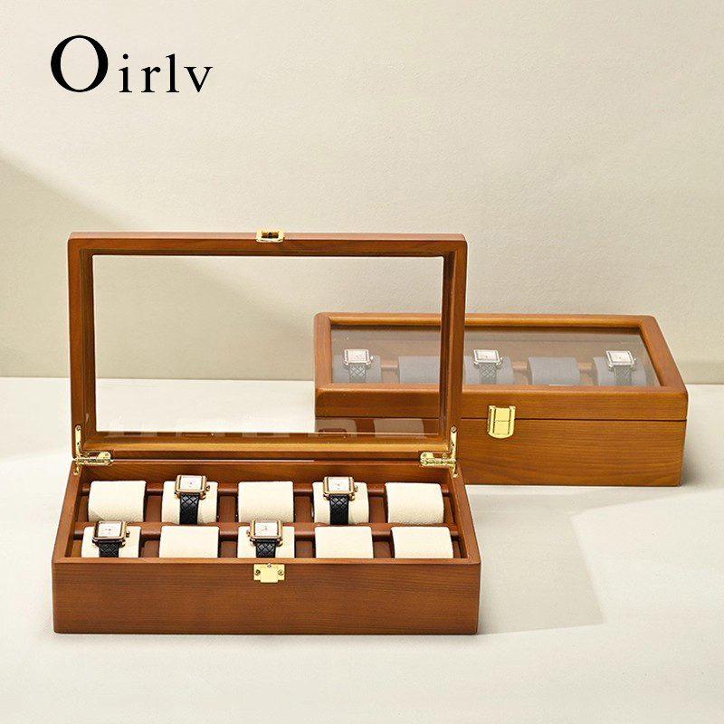 Jewelry Type Watches - Oirlv 10 Grids กล่องนาฬิกากล่องเครื่องประดับไม้นาฬิกาผู้ชายผู้หญิงนาฬิกากล่องเก็บนาฬิกาข้อมือกล่อง