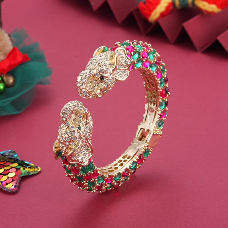 Paradise Jewelry & Watches Dolphin Mall - กำไลข้อมือทำจากยางเรซินริสตัลรูปช้างหลากสีกำไลข้อมือชุบทองสำหรับ11199ผู้หญิง
