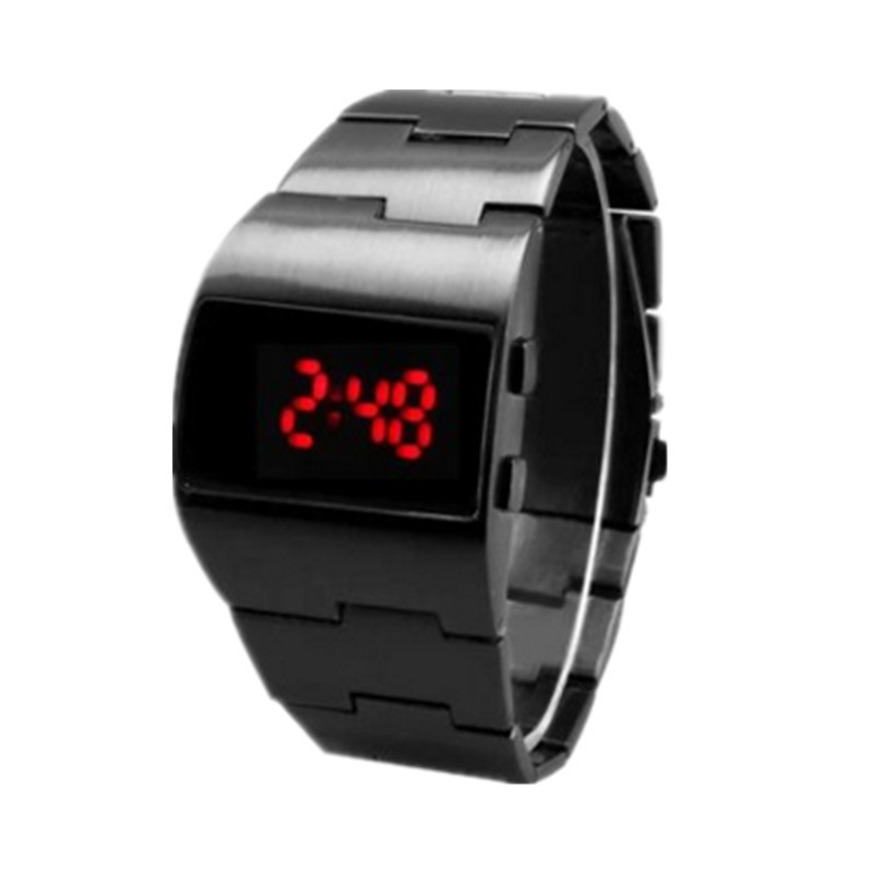 Jewelry Type Watches - Digital Mens นาฬิกาสีดําสร้อยข้อมือสแตนเลสผู้ชายนาฬิกาข้อมืออิเล็กทรอนิกส์เครื่องประดับของขวัญ