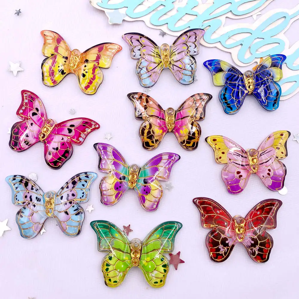 Paradise Jewelry & Watches Dolphin Mall - 10pcs สีสันสวยงามตุ๊กตาผีเสื้อ Flatback Rhinestone 1 Charm