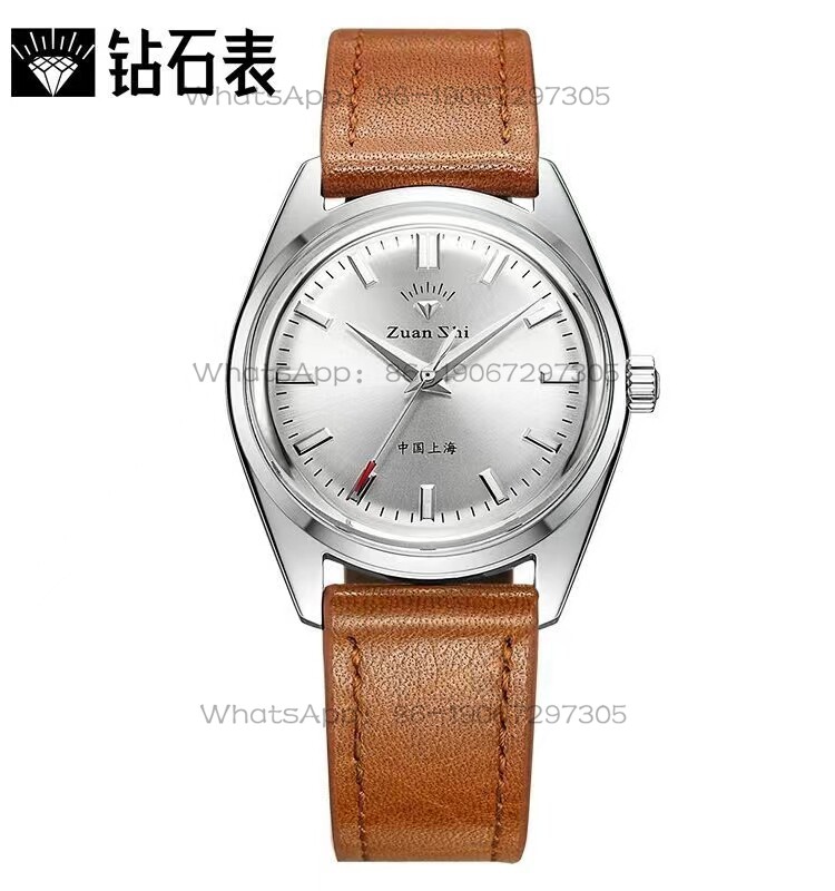 Leather Bracelet - นาฬิกาเมจิกซิตี้ นาฬิกาแบรนด์เซี่ยงไฮ้ ไดมอนด์ สายหนังสไตล์เรโทร นาฬิกาเรียบง่ายของแท้ในประเทศ นาฬิกาจักรกลแบบแมนนวลสำหรับผู้ชาย