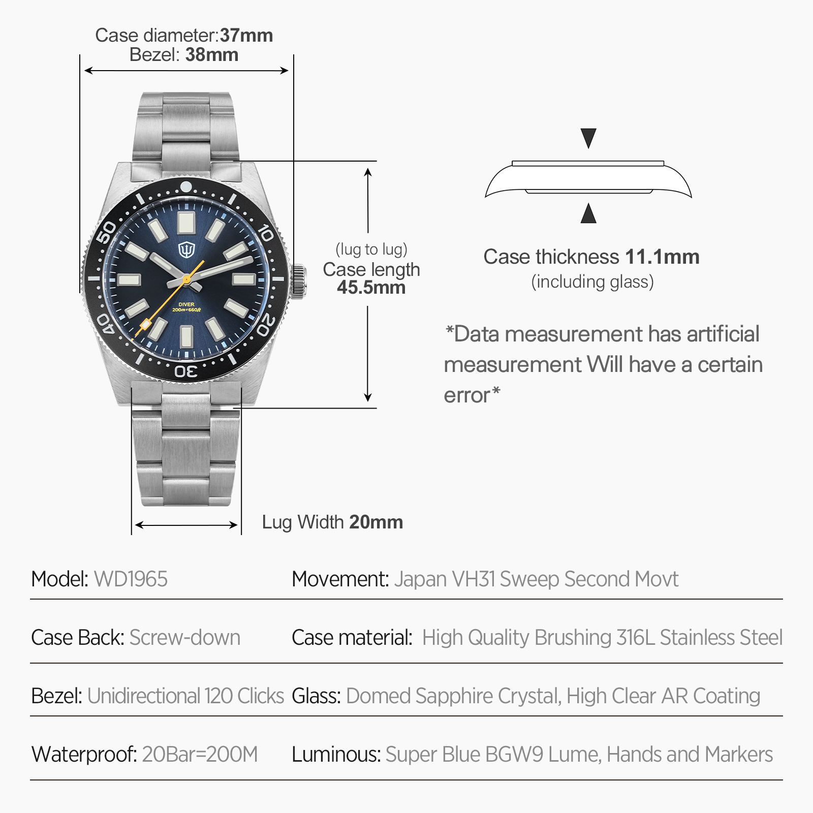Watchdives นาฬิกาข้อมือผู้ชายร - Jewellery Watches บทวิจารณ์และราคา
