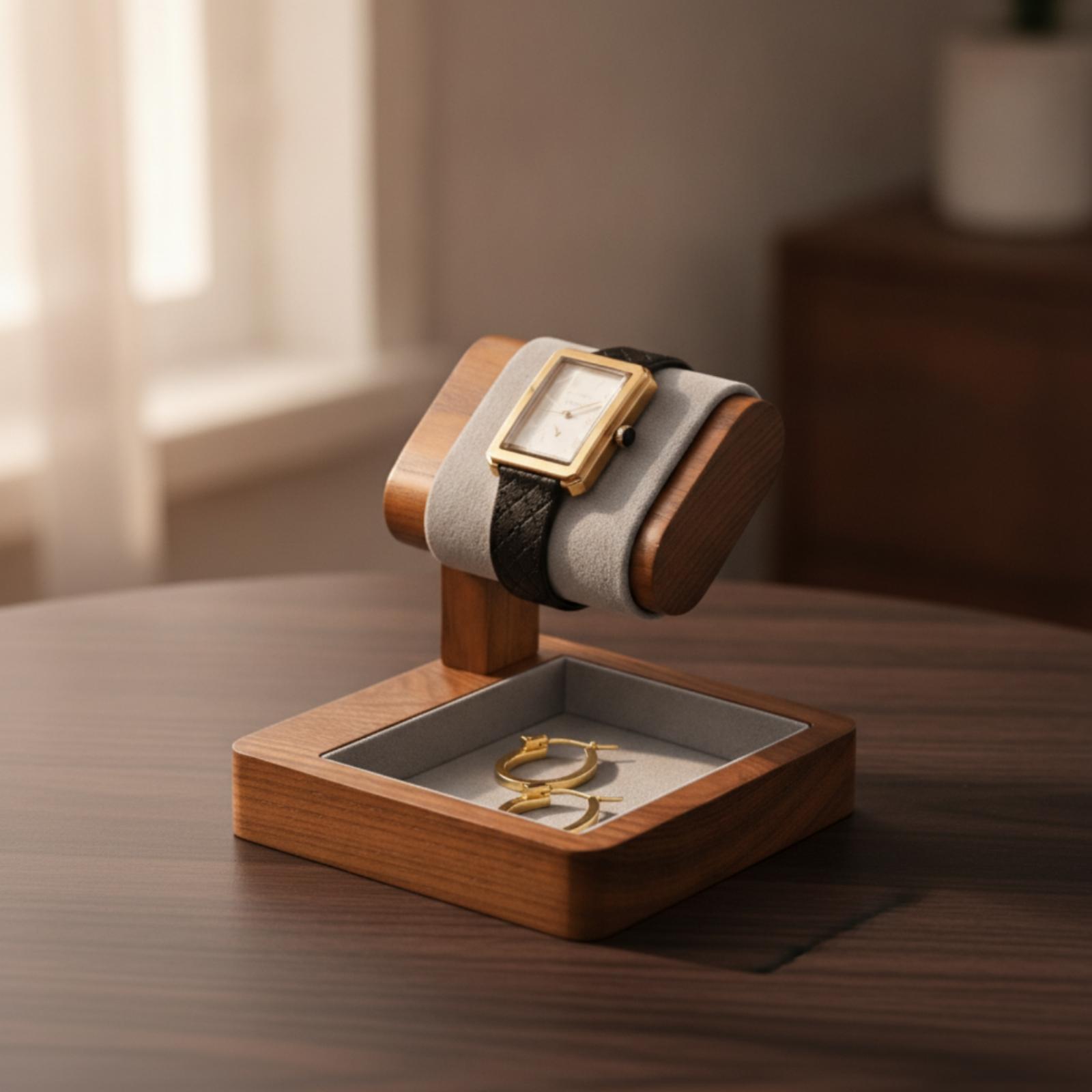 ที่วางนาฬิกาไม้เนื้อแข็งพร้อมเ - Jewelry And Watches Stores บทวิจารณ์และราคา