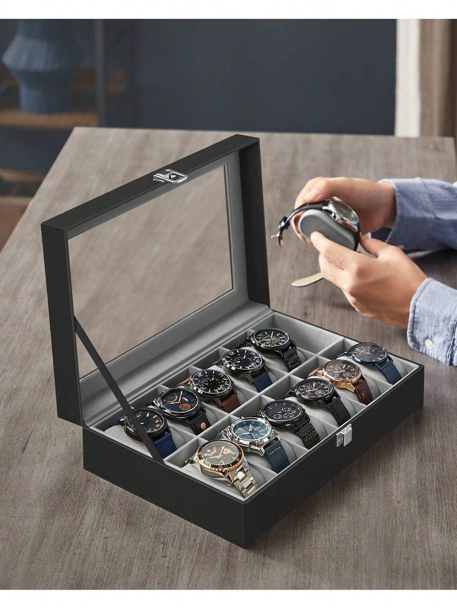 กล่องเก็บนาฬิกาแบบล็อคได้ 12 ช - Jewellery Watches บทวิจารณ์และราคา